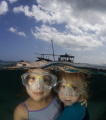   My daughter her best friend exploring wonders under surface. surface  